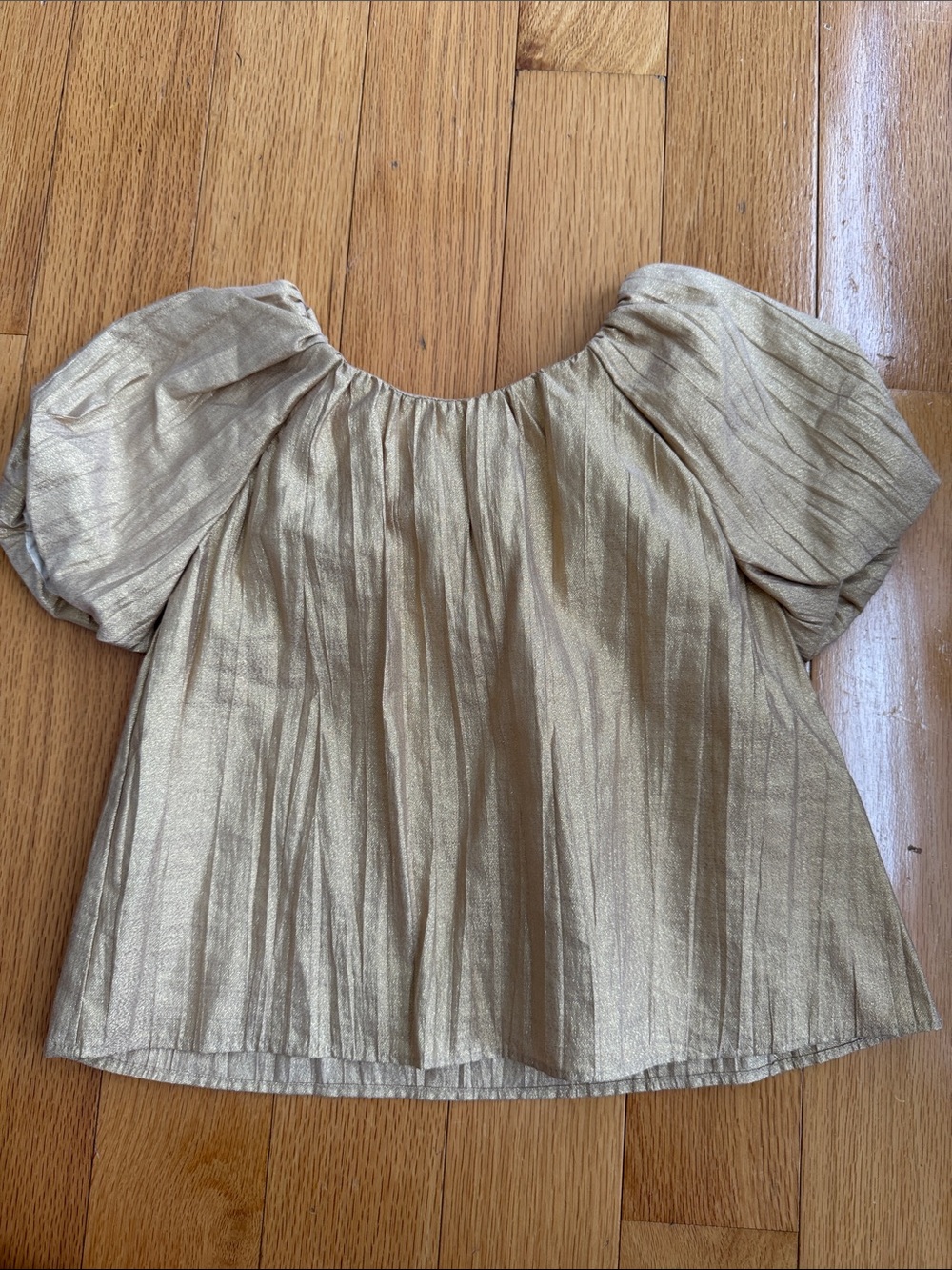 Metallic Gold Puff-Sleeve Zara girls size 6 Top new with tags